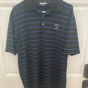 Peter Millar Black and Blue Striped Harbour town golf links Polo Shirt